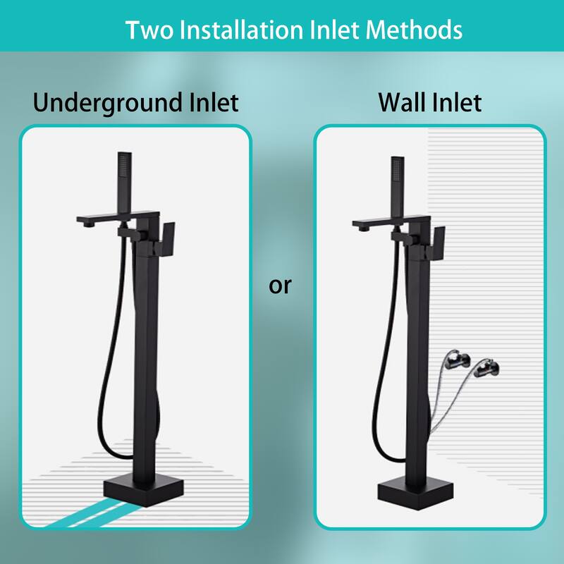 Gold/Black/Sliver Freestanding Bathtub Faucet, Floor Mount Bathtub Filler with Handheld Shower