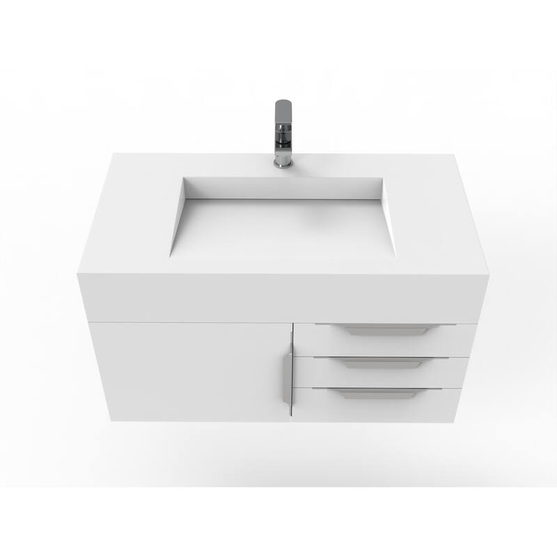 Nile 36-Inch Wall Mounted Bathroom Vanity Set w/ White Top