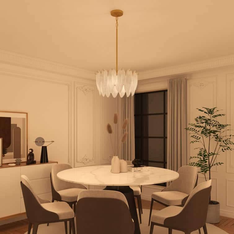 Acroma 4 - Lights Elegant Leaf-Inspired Glass Chandelier