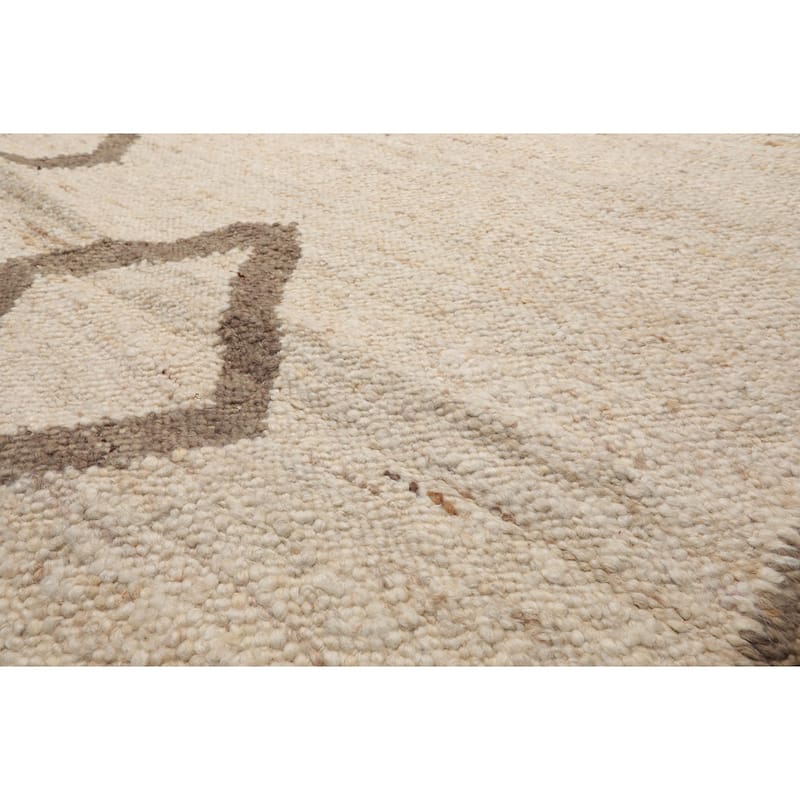LoomBloom Beige Geometric Hand Woven Flatweave Wool Oriental Area Rug - 9' 5'' x 11' 10''