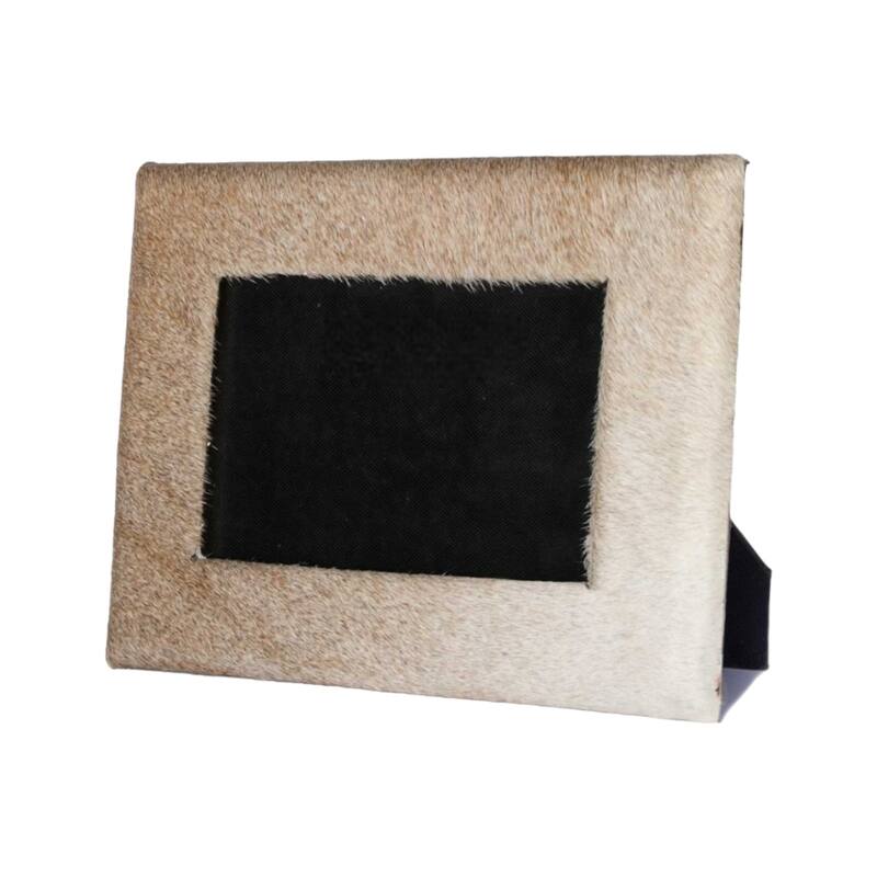 HomeRoots 4" x 6" Natural Cowhide Tabletop Picture Frame with Mat