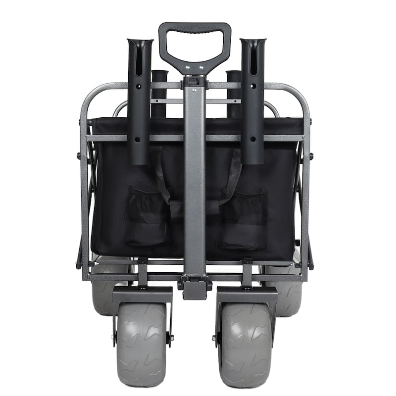 Fishing Cart with Rod Holders,Beach Wagon with Big Wheels for Sand 500lbs Capacity - All Terrain Steel Frame Utility Cart