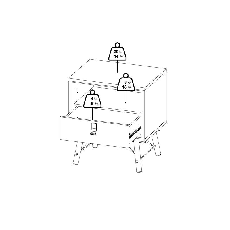 Carson Carrington Ry Nightstand with 1 Drawer and Open Shelf
