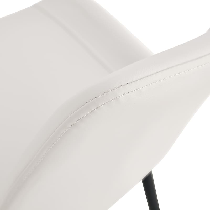( Set of 6 )Artificial Leather Backrest Cushion Dining Chair,Black Metal Legs,Curved widened Cushion Design for more comfort