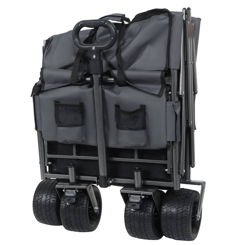 3-in-1 Heavy-Duty Folding Wagon Cart with Bench & All-Terrain Wheels