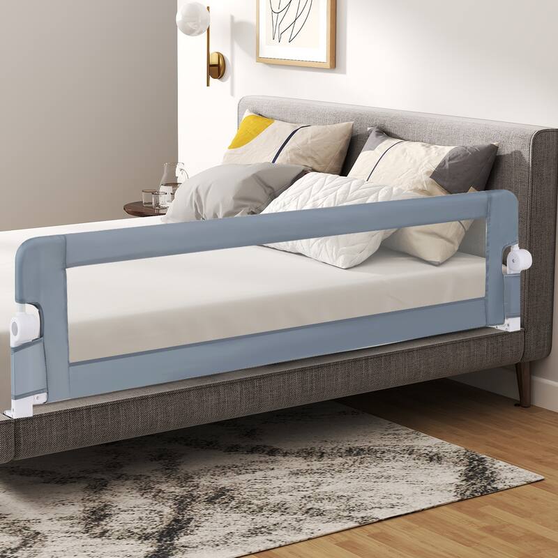Gymax 2PCS 71'' Toddler Foldable Bed Rail w/ Adjustable Safety Strap