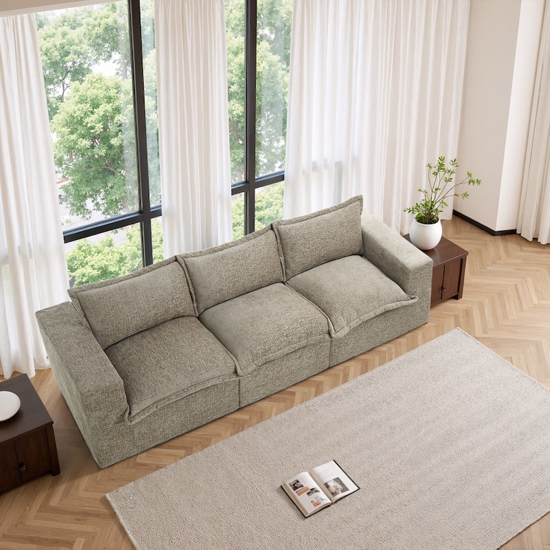 No Assembly Chenille Modular Sectional Sofa Comfy Cloud Couch