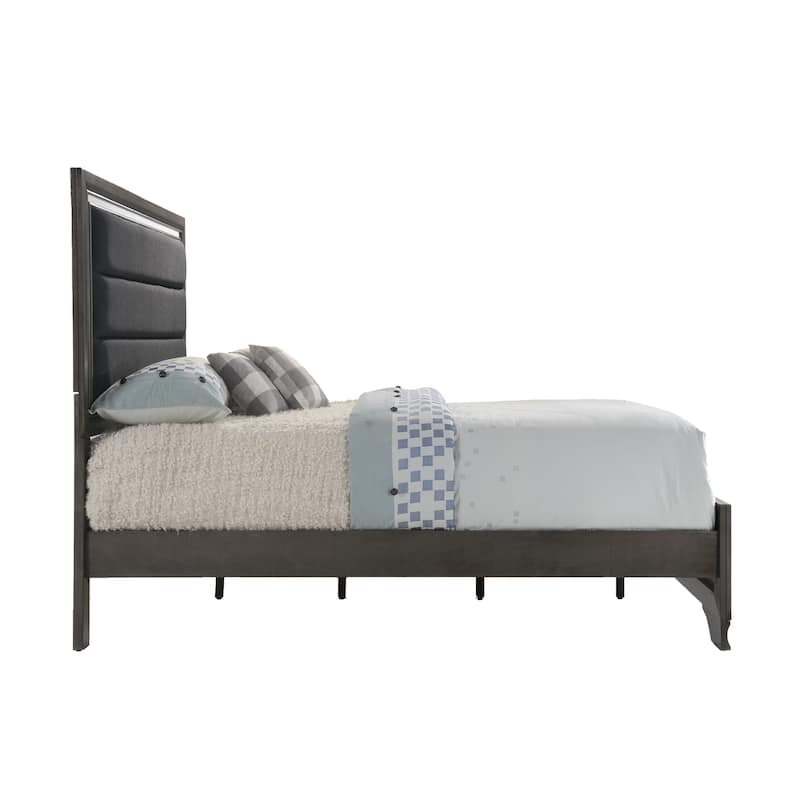Bonta Grey Upholstered Headboard Panel Bed