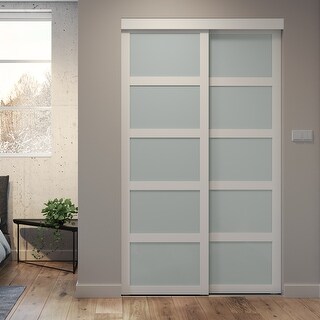 Indoor Studio 5 Lite Frosted Sliding Closet Door White 72 x80 5 Bed