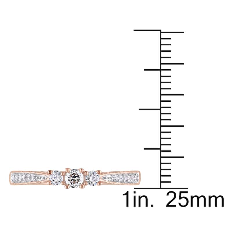 Miadora 1/4ct TDW Diamond 3-Stone Engagement Ring in 10k Rose Gold