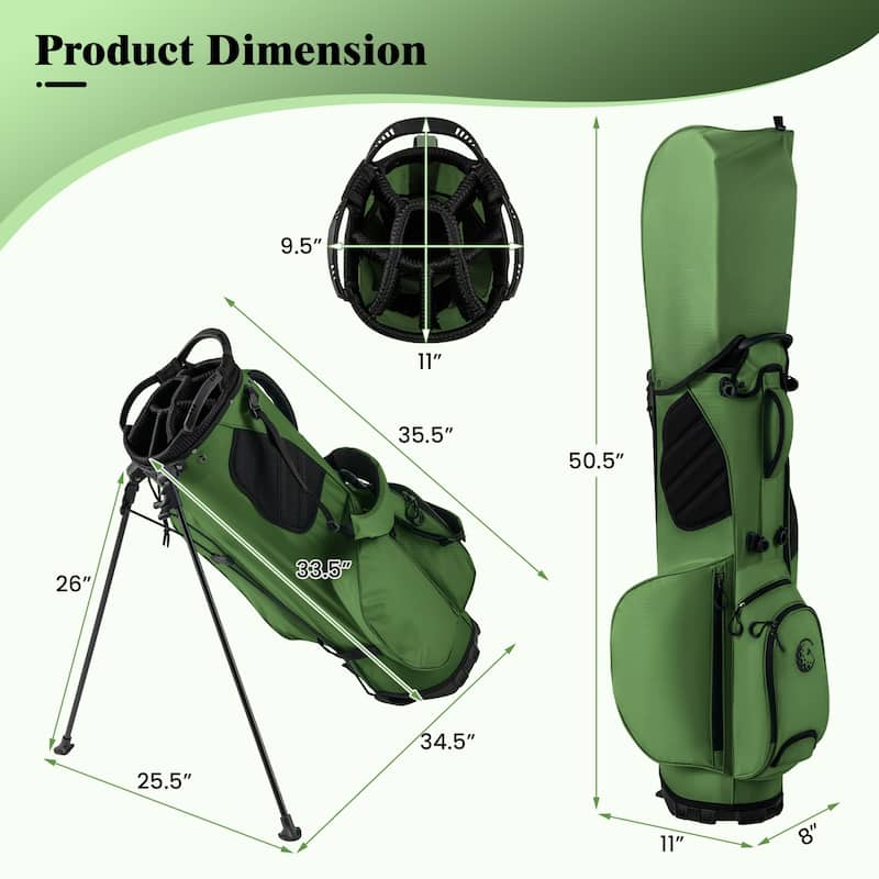 Gymax 8-Way Golf Stand Bag w/ 5 Pockets Lightweight Portable Golf Club
