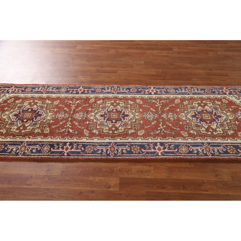 Orange Heriz Indian Runner Rug Hand-knotted Wool Carpet - 2'6"x 7'11"