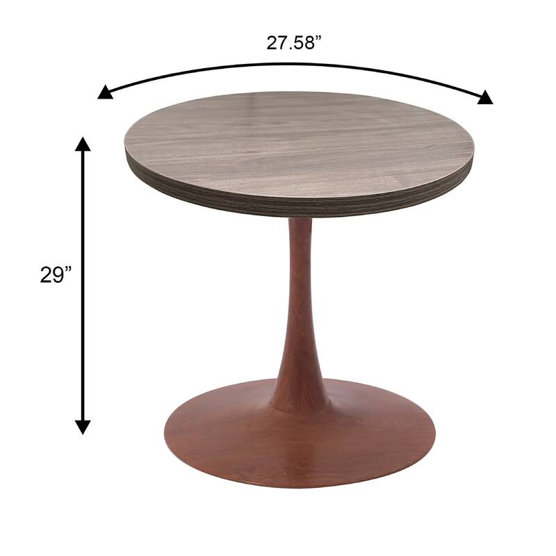 Bristol 27" Round Dining Table with MDF Top and Cherry Steel Pedestal Base for Modern Kitchen and Dining Room