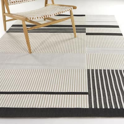 Massimo Modern Plaid Stripe Indoor/Outdoor Area Rug