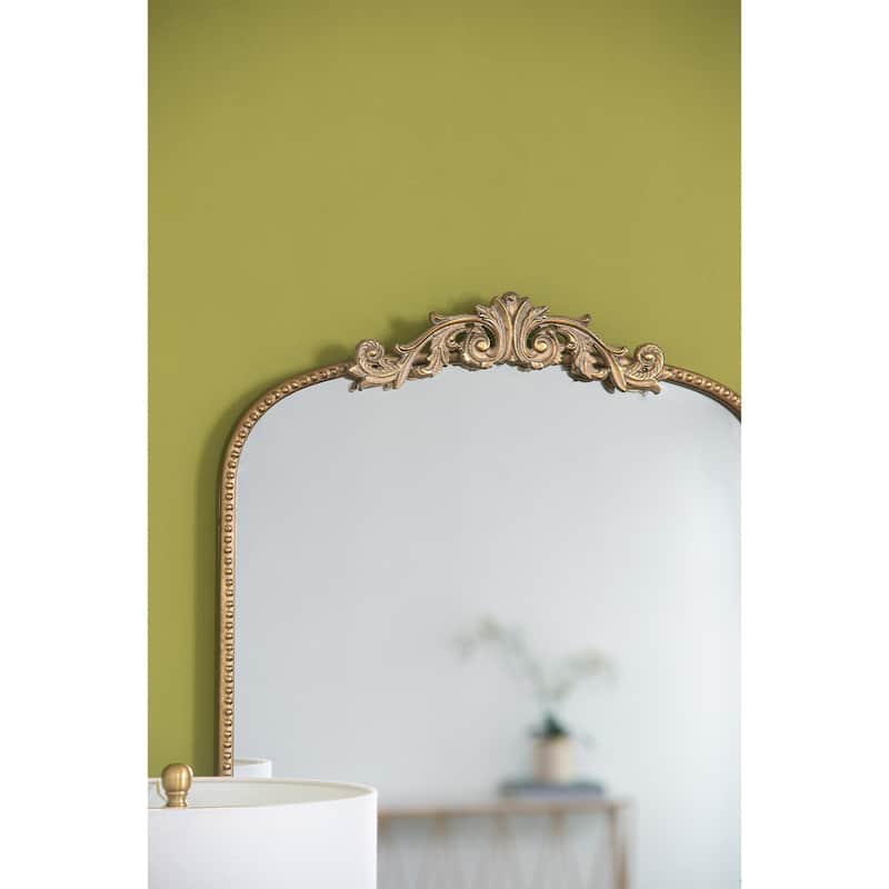 24" x 42" Gold Arch Mirror, Baroque Inspired Wall Decor for Room