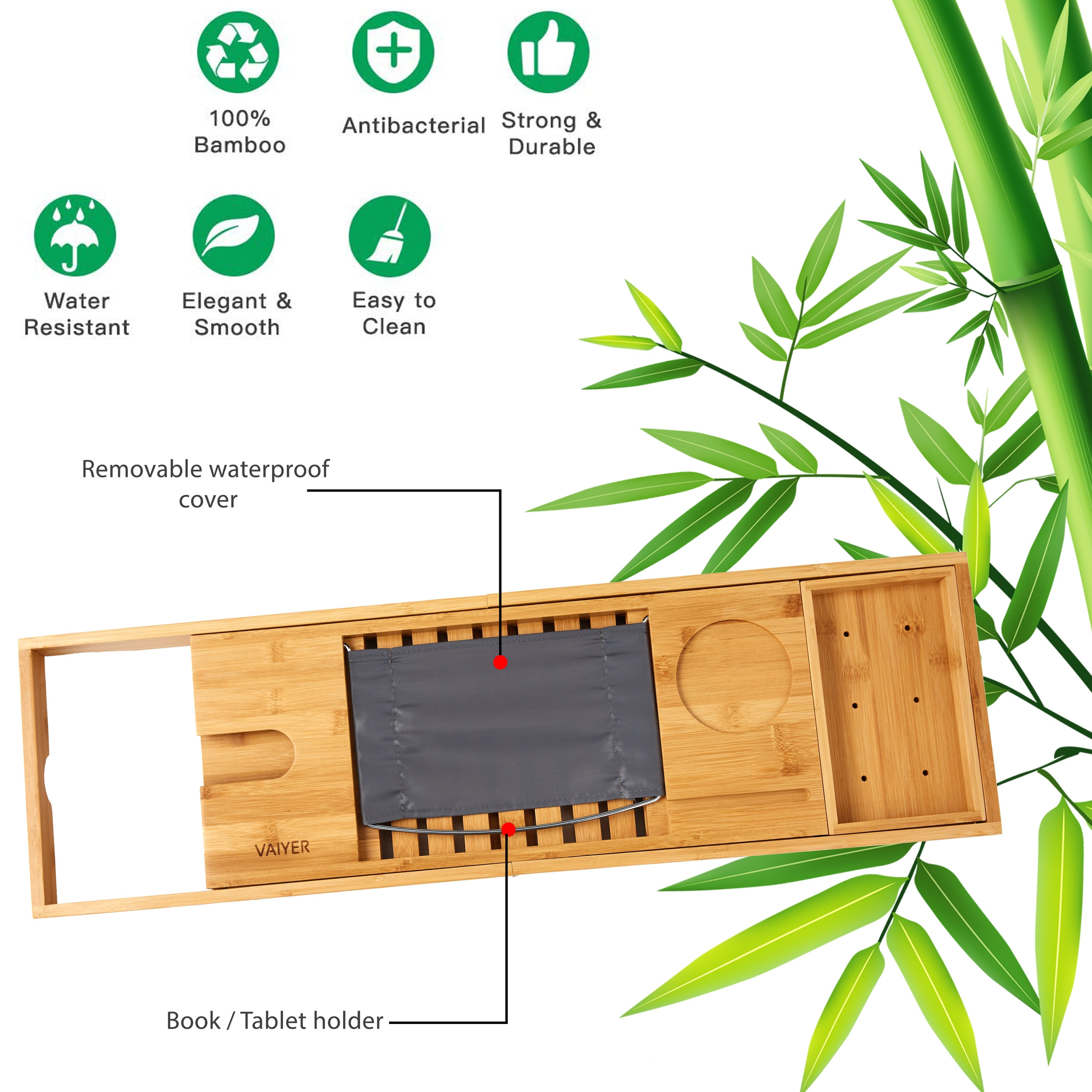 Table With Extending Sides Vaiyer Bamboo Bathtub Tray Reading Rack Caddy Wooden Bath Tray Organizer Tray Tablet Holder Cellphone Tray And Wine Glass Holder Home Kitchen Bath Fcteutonia05 De