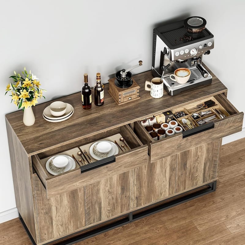 Modern 55" Sideboard Buffet Cabinet, Coffee Bar Table for Kitchen, Dining Room - N/A