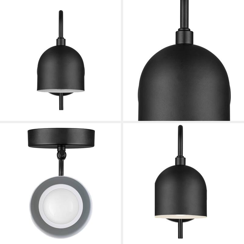 Prominence Home 2-Pack Battery-Operated LED Matte Black Wall Sconce with Metal Shade