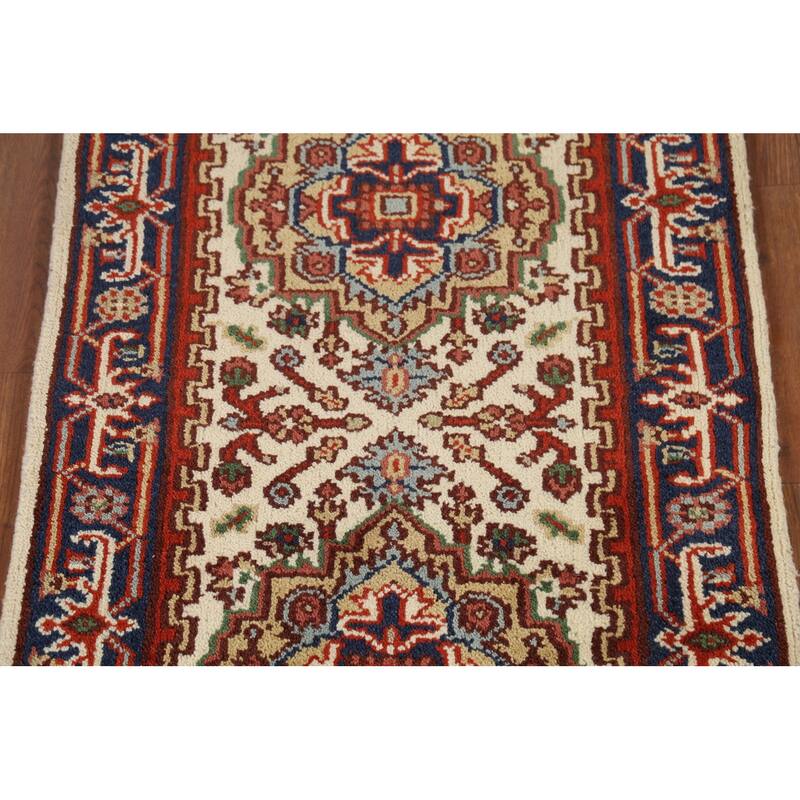 Heriz Serapi Oriental Runner Rug Hand-Knotted Wool Carpet - 2'7"x 7'10"