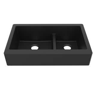 Karran Retrofit Apron-Front Quartz Double Bowl Kitchen Sink