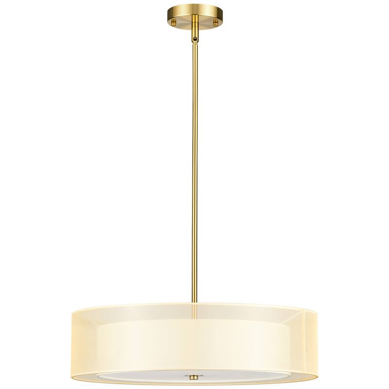 CO-Z 3-Light Antique Bronze Double Drum Pendant Chandelier