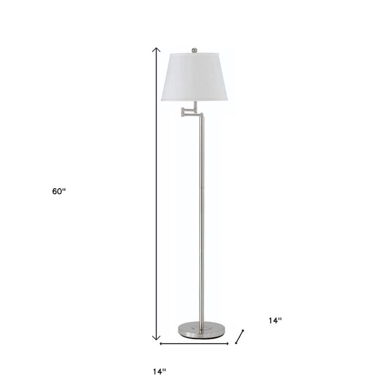 60" Swing Arm Floor Lamp with Square Shade Adjustable Metal Base - 14" x 14" x 60"