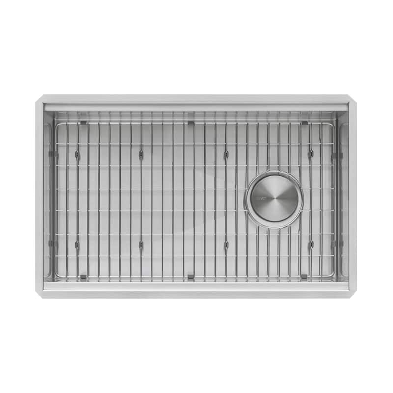 Ruvati 27-inch Workstation Slope Bottom Offset Drain Undermount 16 Gauge Kitchen Sink - RVH8573 - 27 x 19