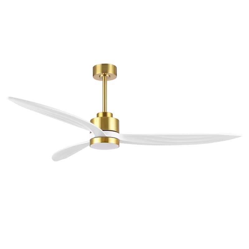WINGBO 64-inch 3-Blades Indoor Celiing Fan with LED Light, White - Gold and White