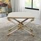 preview thumbnail 5 of 5, Upholstered Rectangular Bench with Metal Base - 24" - Gold and White