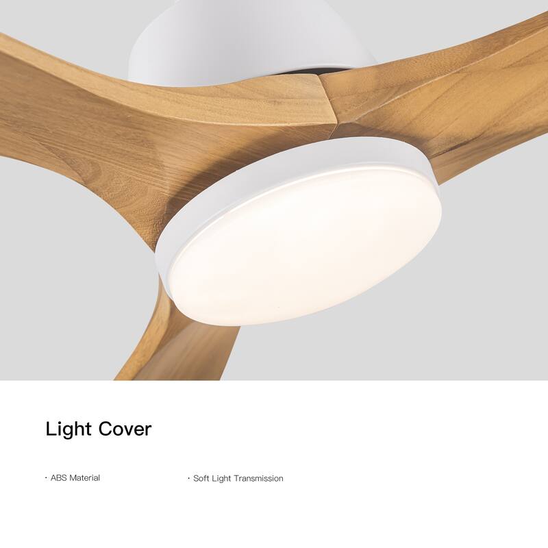 Whisper-Quiet Motor Wooden Ceiling Fan with Light and Remote, 6-Speed Reversible DC Motor, 3-Color Light Settings