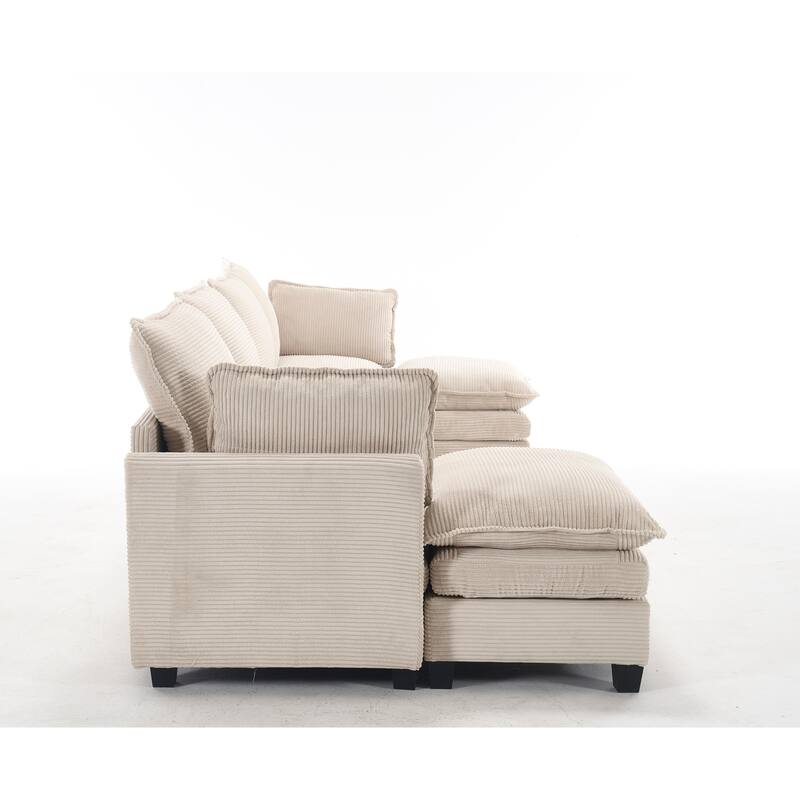 New Oversized Modular Velvet U-Shaped 4-Seat Sofa with 2 Ottoman and 2 Lumbar Pillow