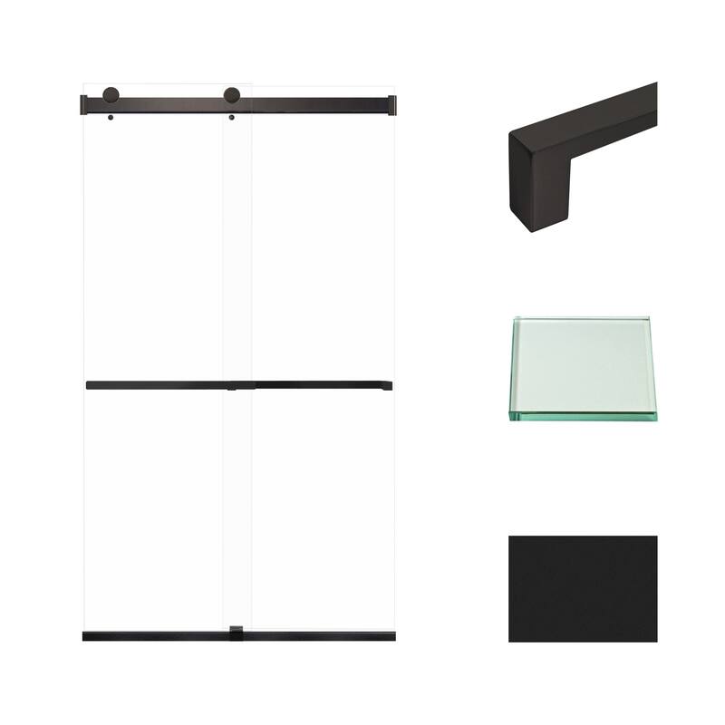Brianna 48 in. W x 80 in. H By-Pass Frameless Shower Door with Clear Glass - 44-48-in W x 80-in H