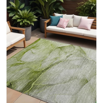 Mato Contemporary Abstract Weather Resistant Blended Style Outdoor Rug
