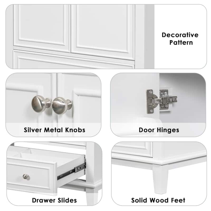 GDFStudio - Avalon 30-Inch Bathroom Vanity Base Cabinet, Multi-functional Cabinet, Solid Wood & MDF Board, Painted Finish