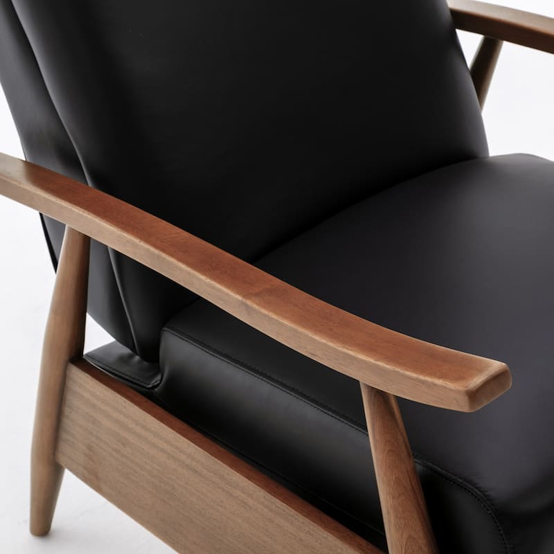 Fordham Top Grain Leather Wood Arm Push Back Recliner by Greyson Living