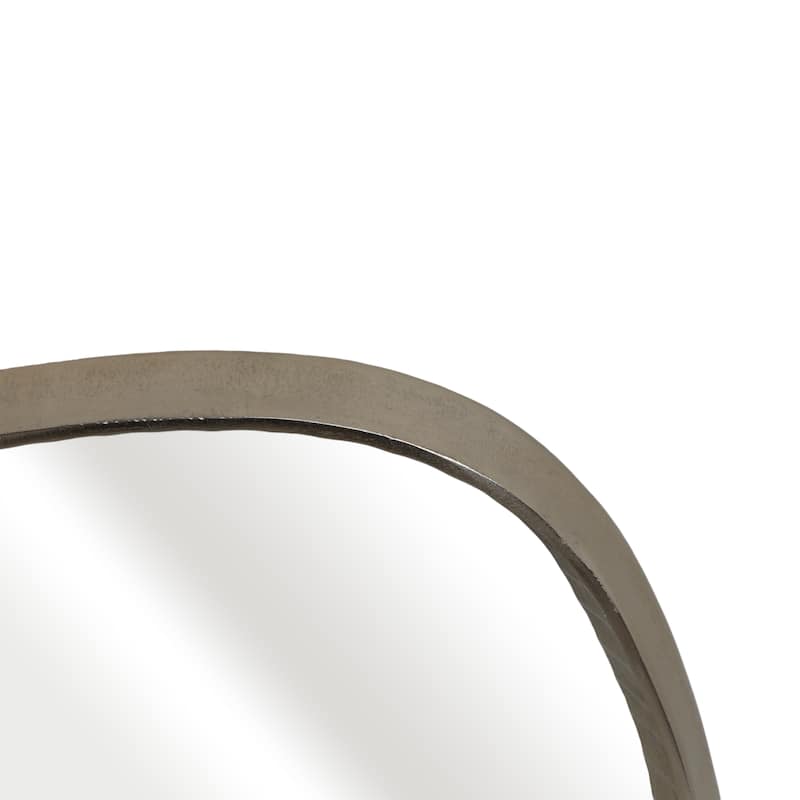 Metal Asymmetrical Mirror with Glass Wood Sculptural Modern Design