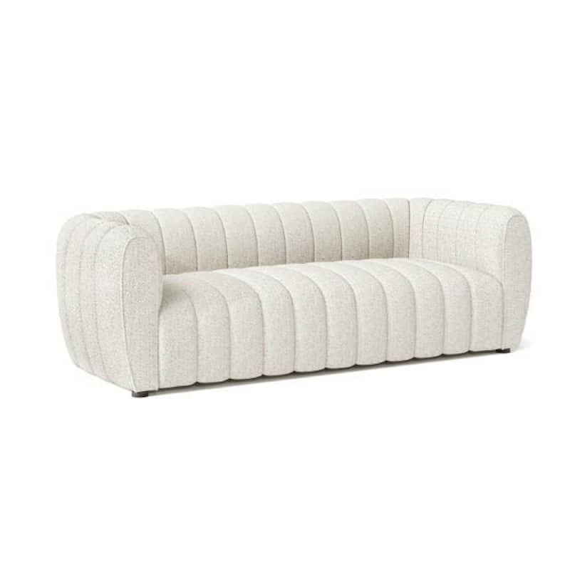 Hery Sofa, 83 Inch, White Boucle, Vertical Channel Tufted Details