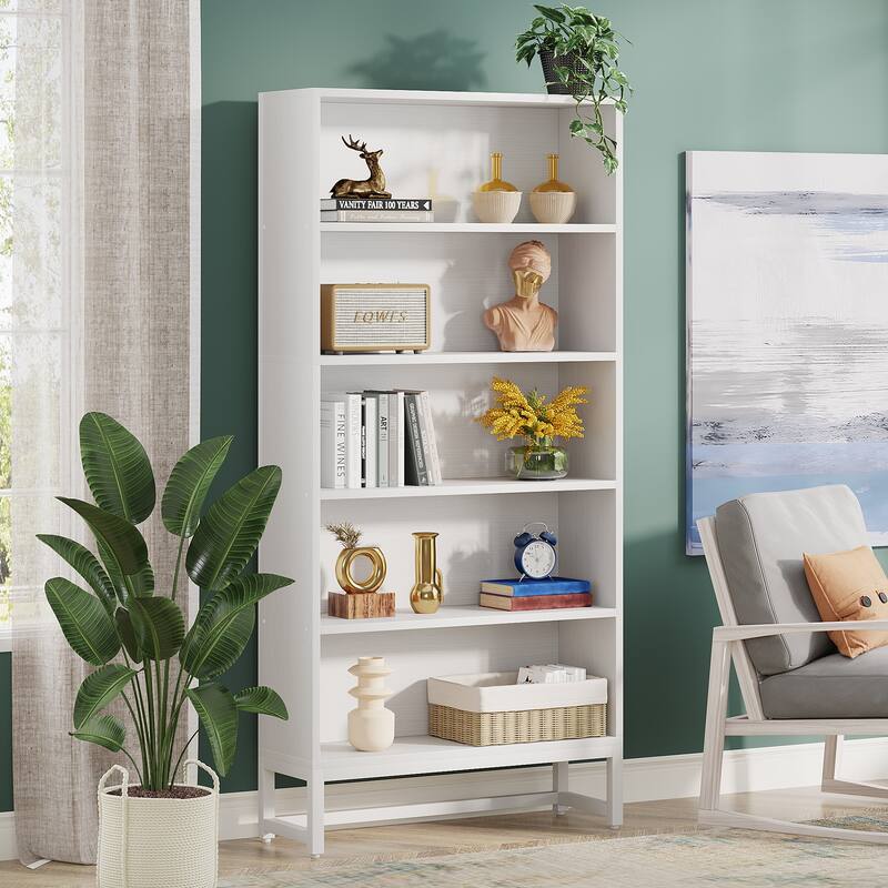 Tall Bookcase Black Bookshelf, 70.8 Inches Large Bookcases Organizer