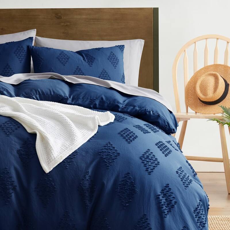 Empyrean Bedding Tufted Duvet Cover Set with Quilted Down Alternative Comforter Insert