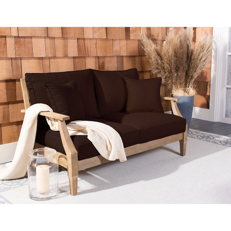 SAFAVIEH Couture Martinique Wood Patio Loveseat - 56"W x 35"D x 32"H