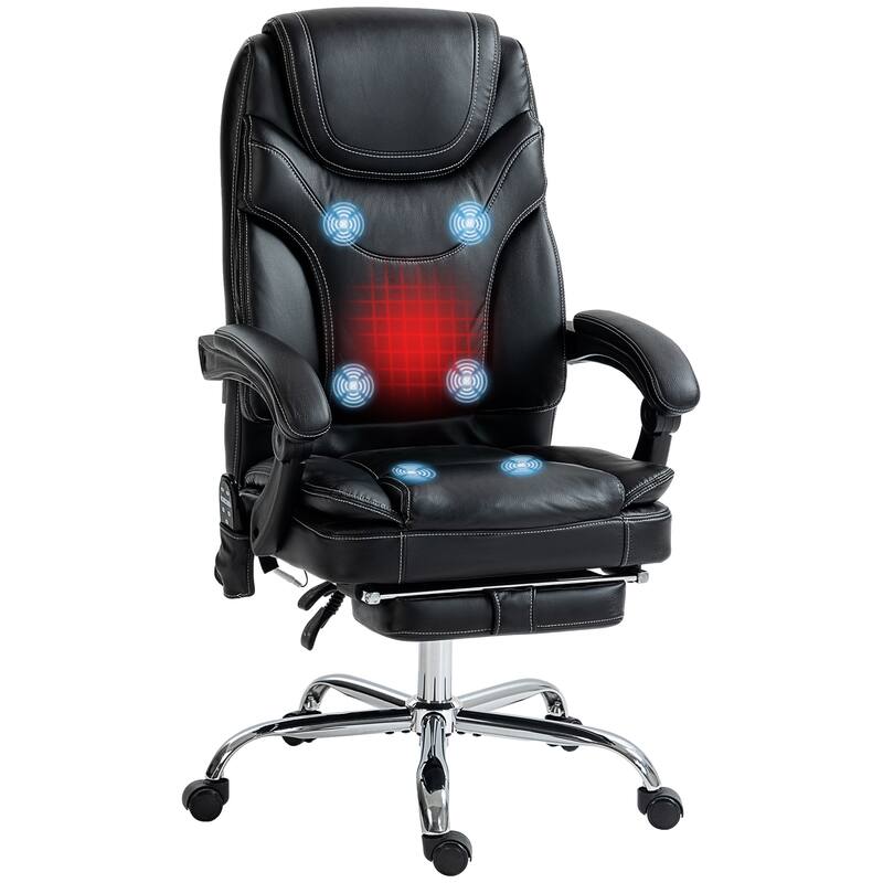 Vinsetto PU Leather Massage Office Chair with 6 Vibration Points, Heated Reclining Computer Chair