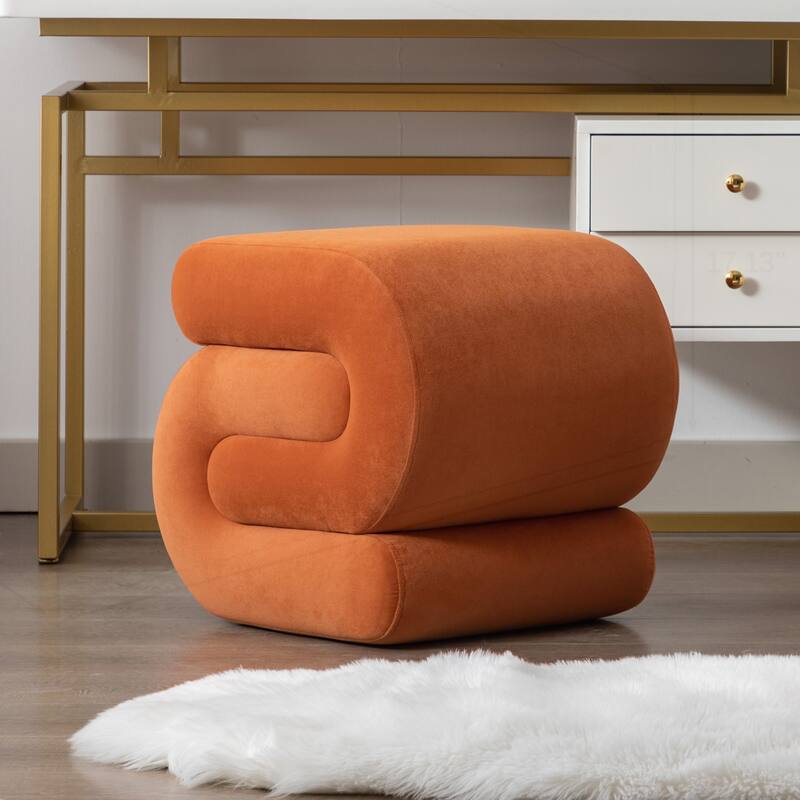 S-shape Velvet Fabric Ottoman Makeup Stool
