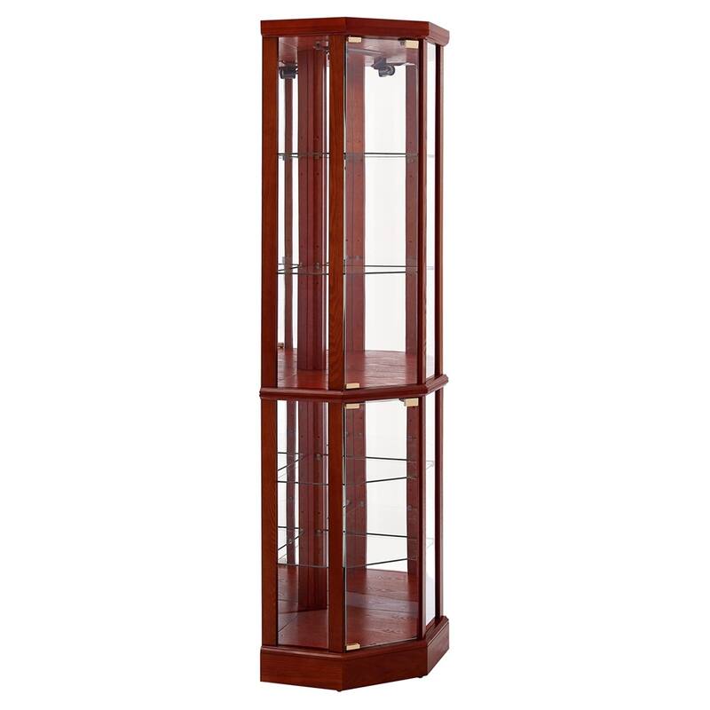 6 Shelf Lighted Display Cabinet with Adjustable Shelves (No E26 Bulb)