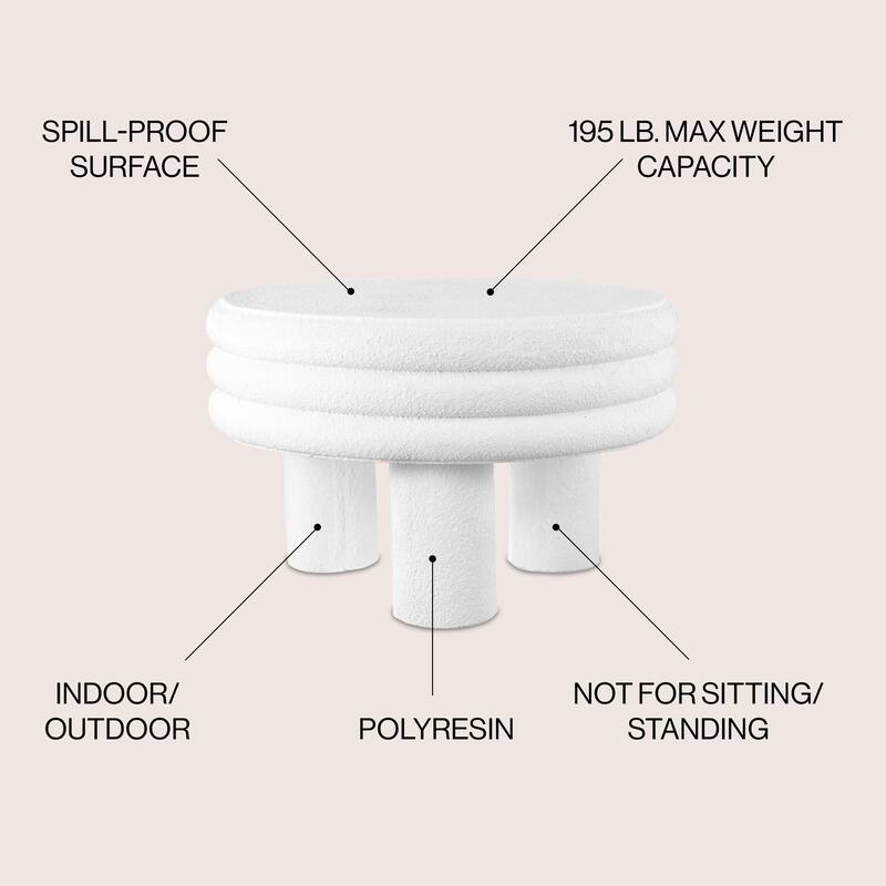Evans 13.5" Contemporary Minimalist Curvy Low Accent Table , by JONATHAN Y