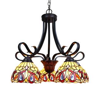 Tiffany-Style Victorian Design 5-light Dark Bronze Chandelier