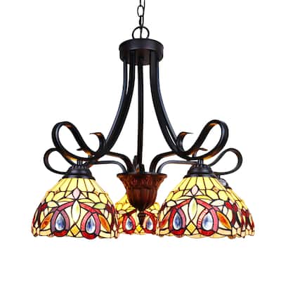 Tiffany-Style Victorian Design 5-light Dark Bronze Chandelier