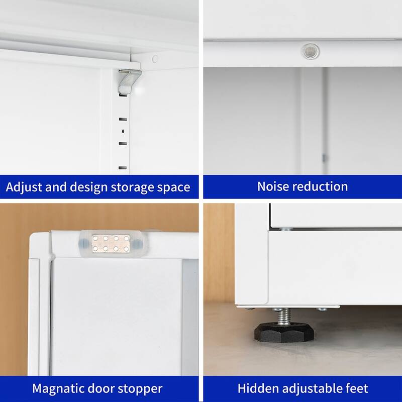 Metal Storage Cabinet Tall Locking Cabinet with 2 Doors, Steel Garage Storage Cabinet Utility Cabinet with Adjustable Shelves