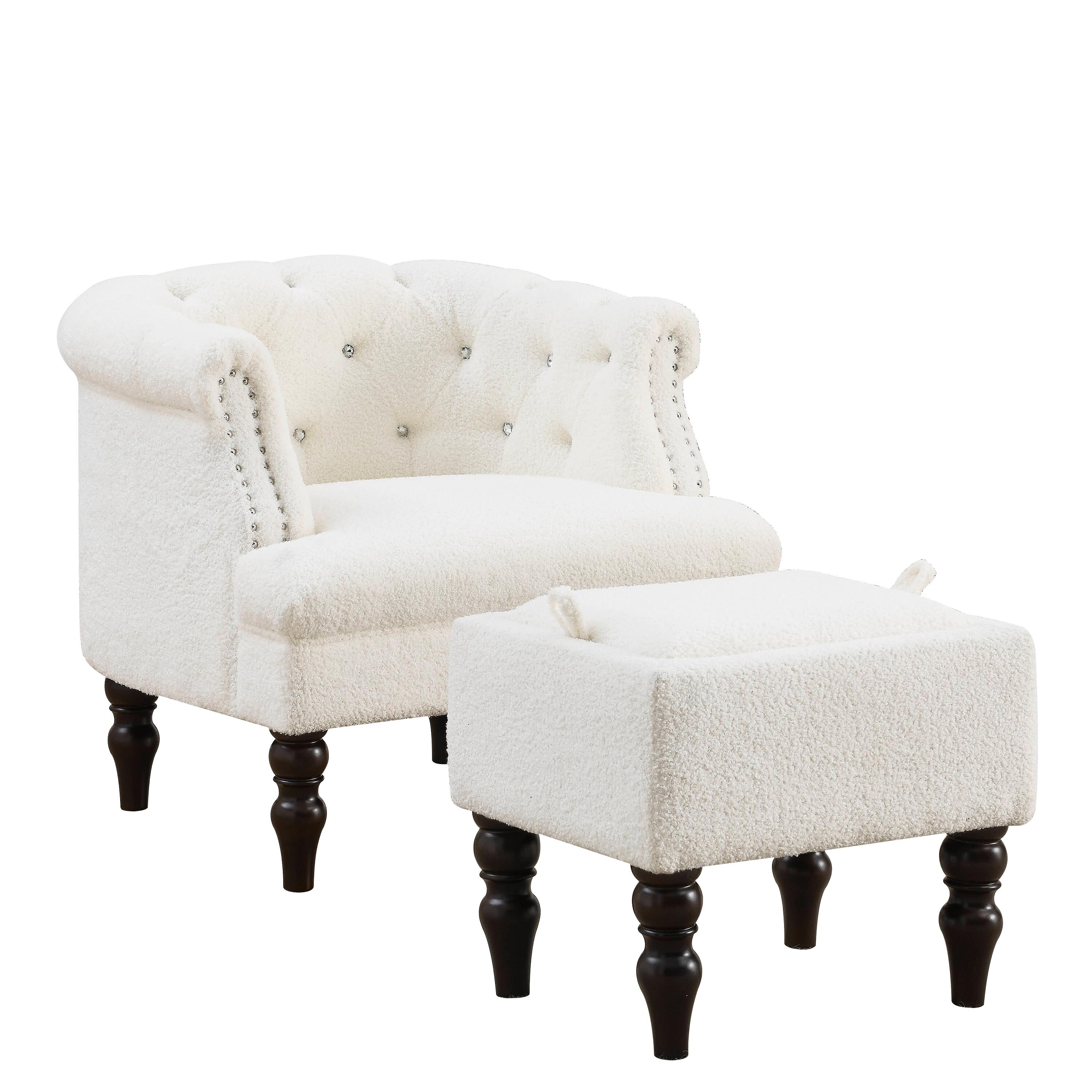 Starks tufted fabric best sale chesterfield chair and ottoman