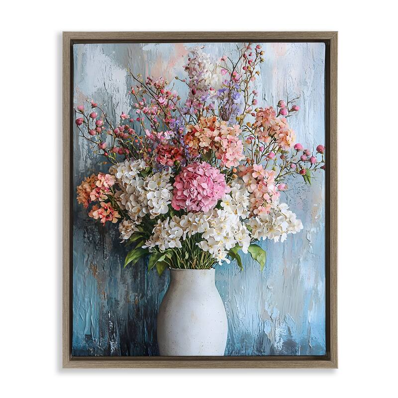 Stupell Hydrangea Vase Still Life Framed Floater Canvas Wall Art Design By Franklyn Gregory - 17 x 21 - Brown