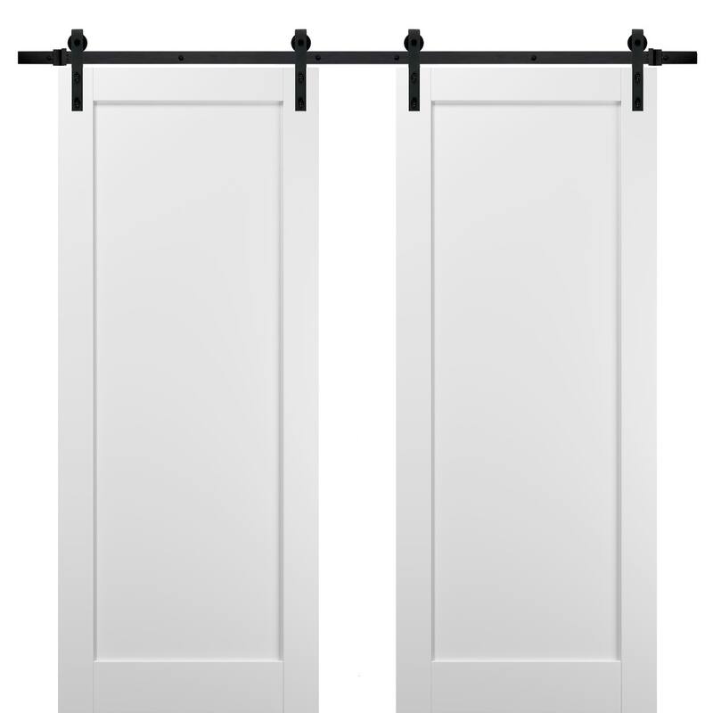 Sliding Double Barn Doors Hardware / Quadro 4111 White Silk